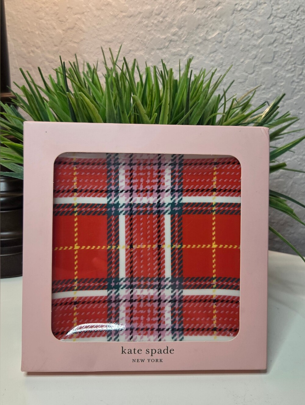 Kate Spade Christmas Plaid Square Tray